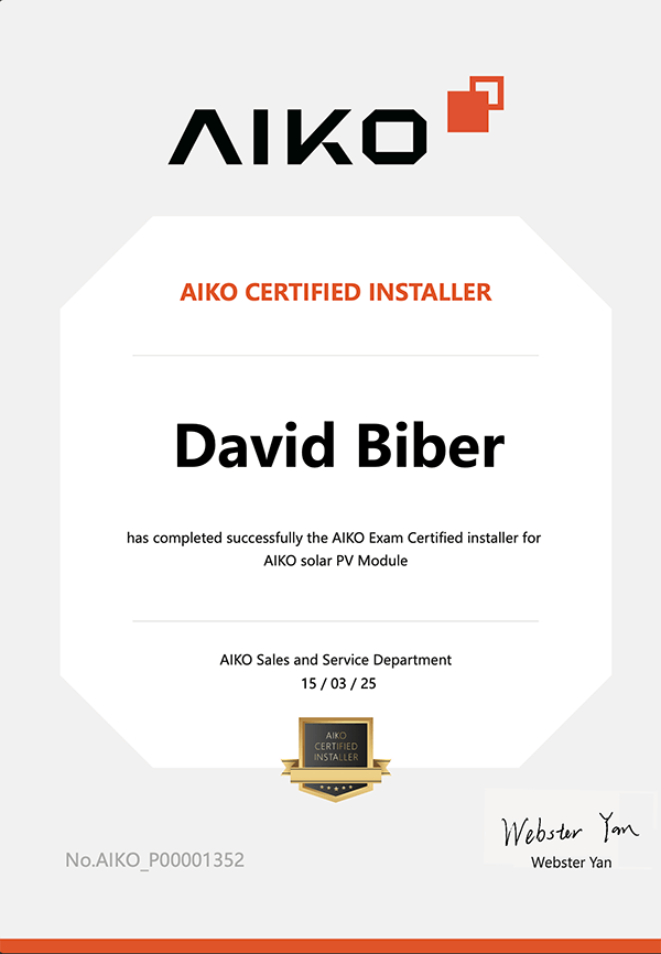 Zertifikat Certified Installer